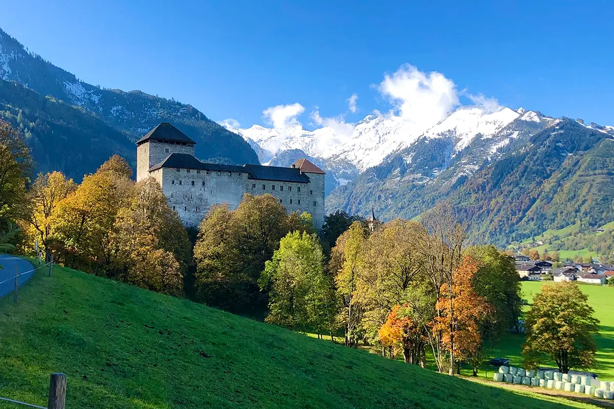 The Burg Kaprun against the backdrop of the Kitzsteinhorn Glacier