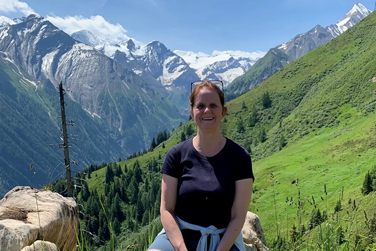 Tammy of Wanderlustria on a hike on the Maiskogel